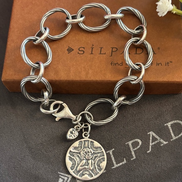 Silpada Angel Watch Over Me Sterling Silver Oxidized Bracelet B1959 - Picture 7 of 16